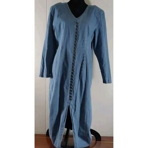 Early 90s Vintage MHM‎ Melissa Harper Modest Prairie  Denim Maxi Dress
